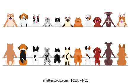 smiling small dogs and cats border set, front and back