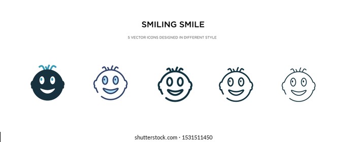 smiling smile icon in different style vector illustration. two colored and black smiling smile vector icons designed in filled, outline, line and stroke style can be used for web, mobile, ui