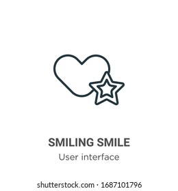 Smiling smile outline vector icon. Thin line black smiling smile icon, flat vector simple element illustration from editable user interface concept isolated stroke on white background