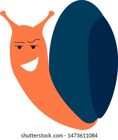 Um caracol sorridente em cor azul, vetor, desenho de cor ou ilustração.