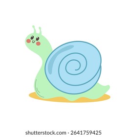 Smiling snail character with large expressive eyes and curly shell.
 Great for kids’ projects, storybooks, and fun learning visuals.