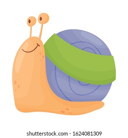 Smiling Snail Holding Banner with Copyspace on Its Shell Vector Illustration