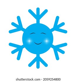 Smiling snowflake icon. Winter time. Happy holiday. Cartoon style. Simple flat design. Vector illustration. Stock image. 