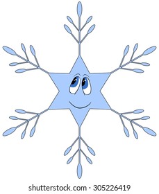 Smiling snowflake isolated on white background