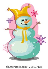 Smiling snowman for Christmas greetings card