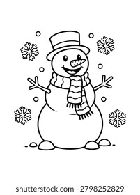 Smiling Snowman Coloring Page