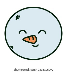 smiling snowman face celebration merry christmas vector illustration