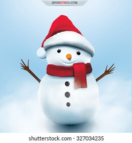 Smiling snowman, High detailed vector illustration