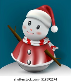 Smiling snowman, High detailed vector illustration