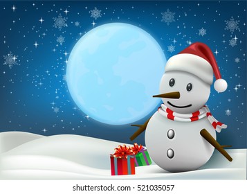 Smiling snowman and Santa Clause, High detailed vector illustration ,Happy Merry Christmas and happy new year companions.