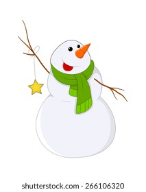 Smiling Snowman with Star