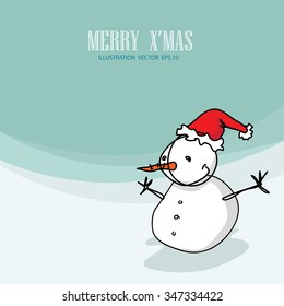 Smiling snowman, vector illustration