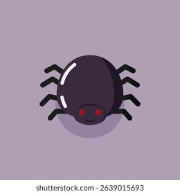 A smiling spider icon in flat vector style. Great for Halloween decorations, web banners, spooky invitations, and seasonal content.