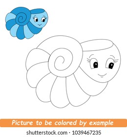 Smiling Spiral Seashell Beautiful To Be Colored, The Coloring Book For Preschool Kids With Simple Educational Gaming Level.