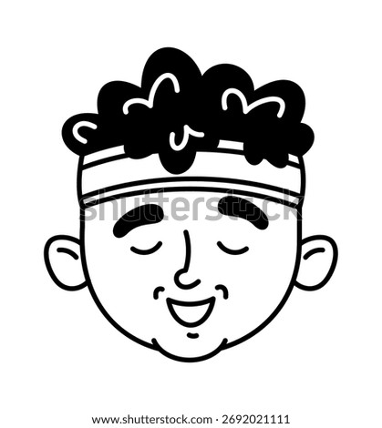 Smiling sportive boy doodle face