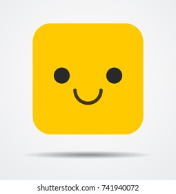 Smiling square emoticon in a flat design