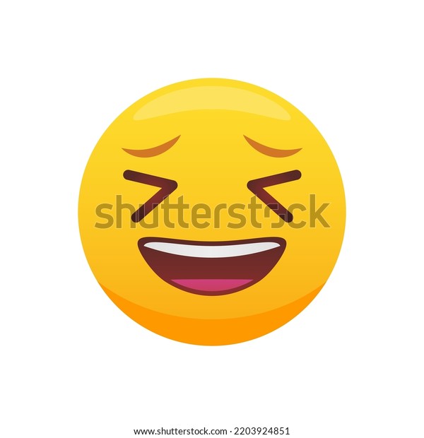 Smiling Squinting Emoticon Vector Illustration Stock Vector (Royalty ...