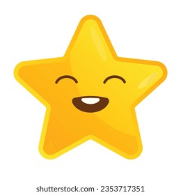 smiling star cartoon character flat vector illustration logo icon clipart isolated on white background