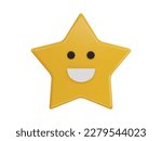 smiling star icon 3d rendering vector illustration