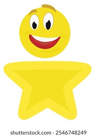 Estrella sonriente aislada. Ilustración vectorial