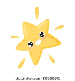 Smiling star on white background. Vector illustration.