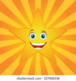 Smiling star. Sun rays