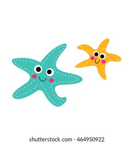 Smiling Starfish animal cartoon character isolated on white background.