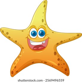 Smiling starfish with big eyes and bright colors