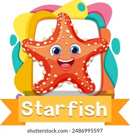 Smiling starfish with colorful background elements