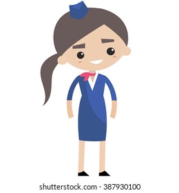 Smiling stewardess flat illustration