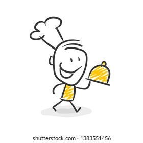 Smiling Stick Figure As Cook Vector