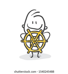 Smiling Stickman With Steering Wheel