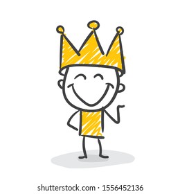 Smiling Stickman Stick Figure King Empire Vector