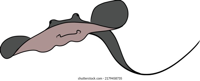 Smiling Stingray Cartoon Vector Illustration Isolated on White.
