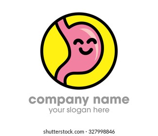 smiling stomach gut vector logo icon cartoon character mascot