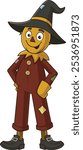 Smiling straw scarecrow vector illustration