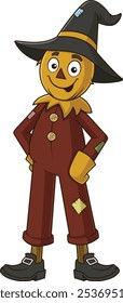 Smiling straw scarecrow vector illustration