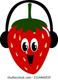Smiling strawberry, illustration, vector on white background.