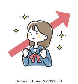 A smiling student doing a fist pump.