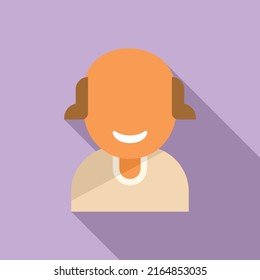 Smiling student icon flat vector. Happy person. Positive portrait