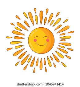 Smiling summer sun colorful cute vector illustration