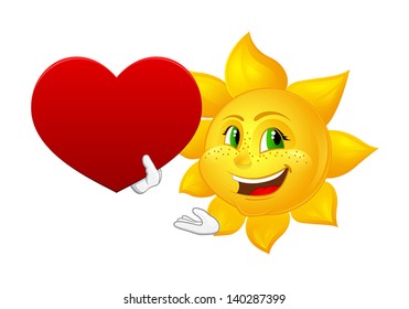 smiling sun with big heart