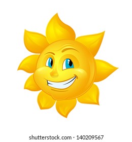 Smiling Sun Cartoon Character