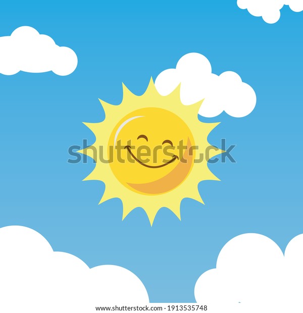 Smiling Sun Cartoon Vector Eps 10 Stock Vector (Royalty Free) 1913535748