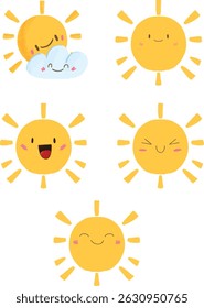 Smiling Sun Cartoon Vector Kits
