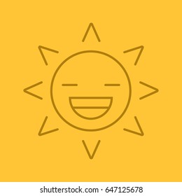 Smiling sun color linear icon. Summer season. Thin line outline symbols on color background. Vector illustration