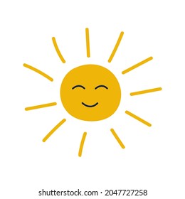 Smiling sun. Design element for nursery, postcards, textiles