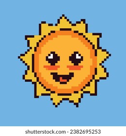 Smiling sun emoticon pixel art