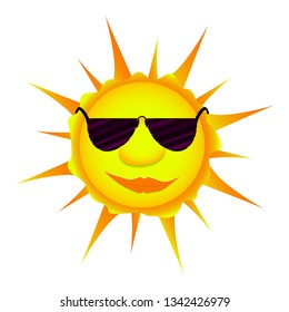 smiling sun in glasses.cool sun icon. vector illustration