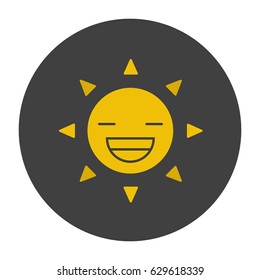 Smiling sun glyph color icon. Summer season. Silhouette symbol on black background. Negative space. Vector illustration